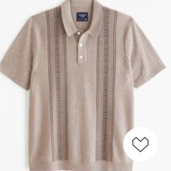 Abercrombie & Fitch Men’s Front Blocked Stripe Knit Polo XXL Tan - Picture 4 of 9